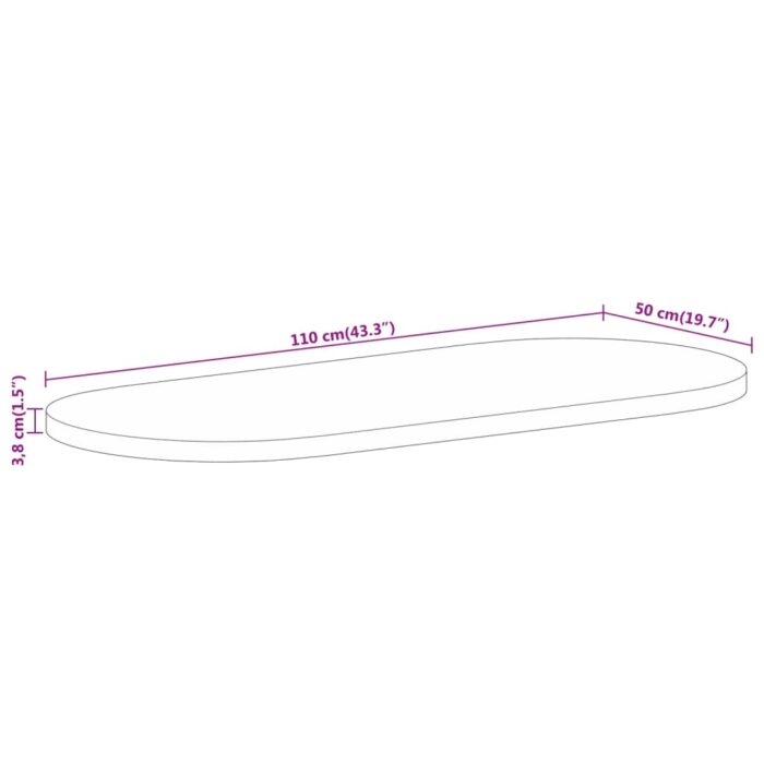 Dessus de table 110x50x3,8 cm ovale bois massif de manguier – Image 7