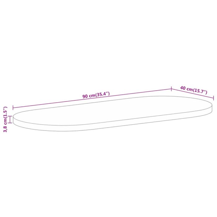 Dessus de table 90x40x3,8 cm ovale bois massif de manguier – Image 7