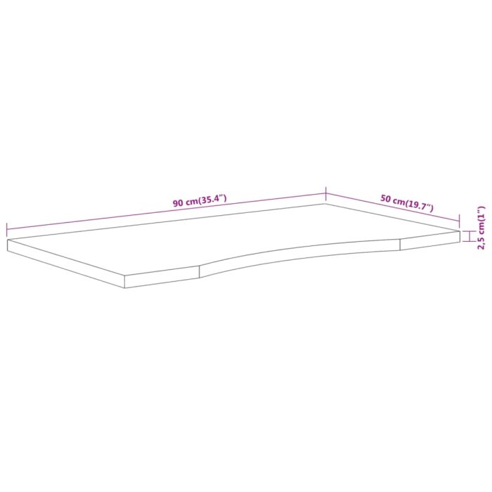 Dessus de bureau 90x50x2,5cm rectangulaire bois massif d'acacia – Image 7