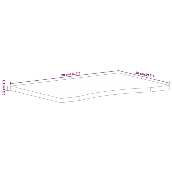 Dessus de bureau avec courbe 80x50x2,5 cm manguier massif brut – Image 7