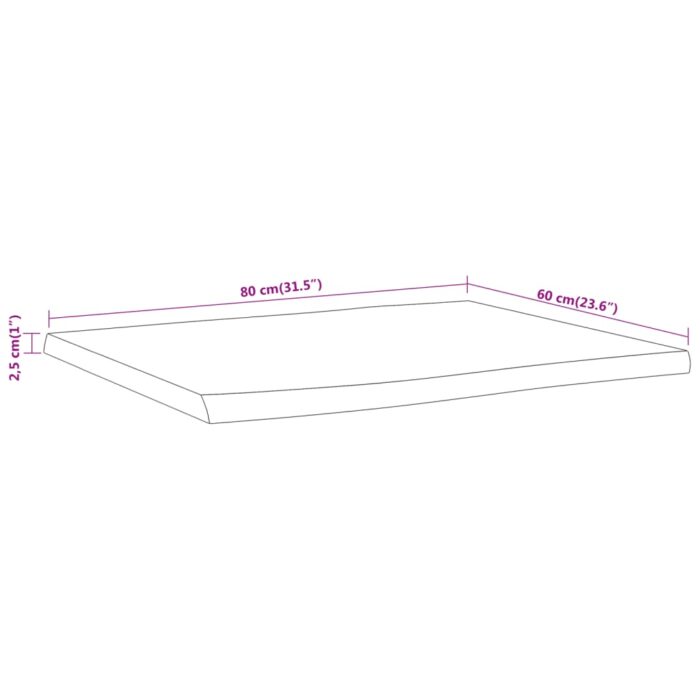 Dessus de table 80x60x2,5 cm rectangulaire bois massif acacia – Image 7