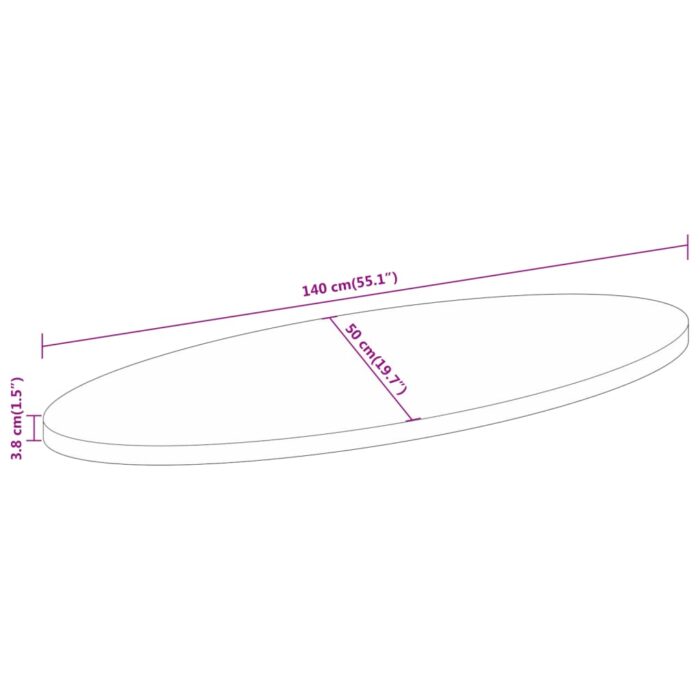 Dessus de table 140x50x3,8 cm ovale bois massif de manguier – Image 7