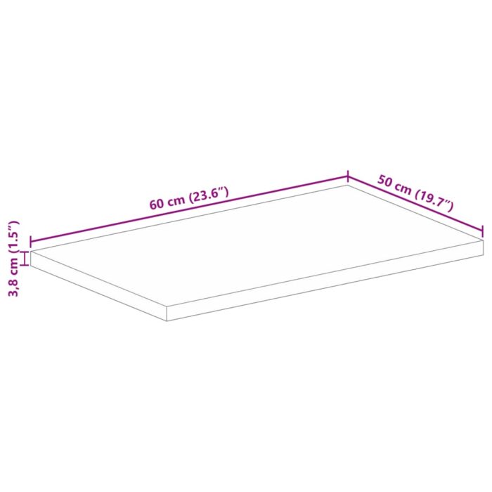 Dessus de table 60x50x3,8 cm rectangulaire bois massif d'acacia – Image 8