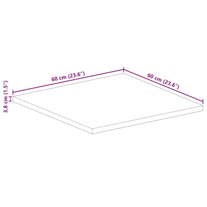 Dessus de table 60x60x3,8 cm carré bois massif d'acacia – Image 8