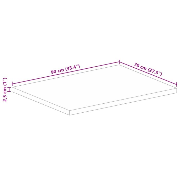 Dessus de table 90x70x2,5 cm rectangulaire bois massif récupéré – Image 8
