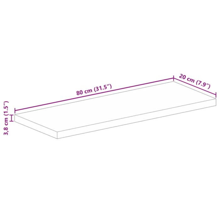 Dessus de table 80x20x3,8 cm rectangulaire bois massif manguier – Image 8