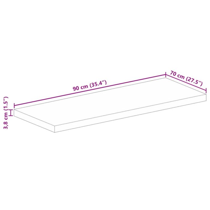 Dessus de table 90x70x3,8 cm rectangulaire bois massif manguier – Image 8