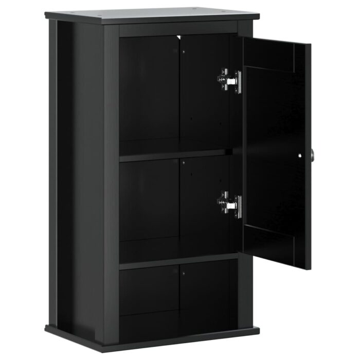 Armoire murale de salle de bain BERG noir bois de pin massif – Image 2