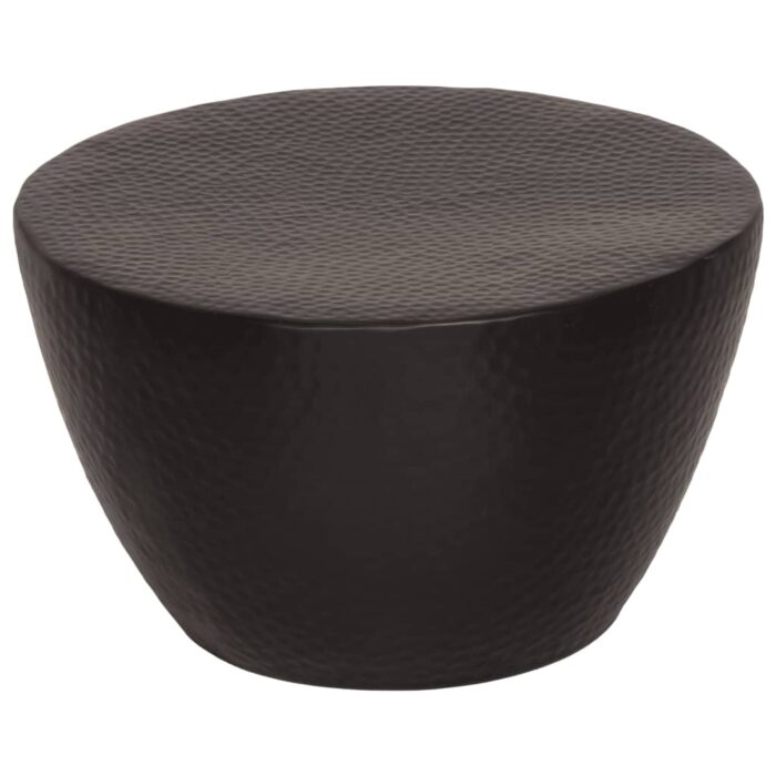 Table basse martelée en aluminium Ø 50x30 cm noir – Image 1