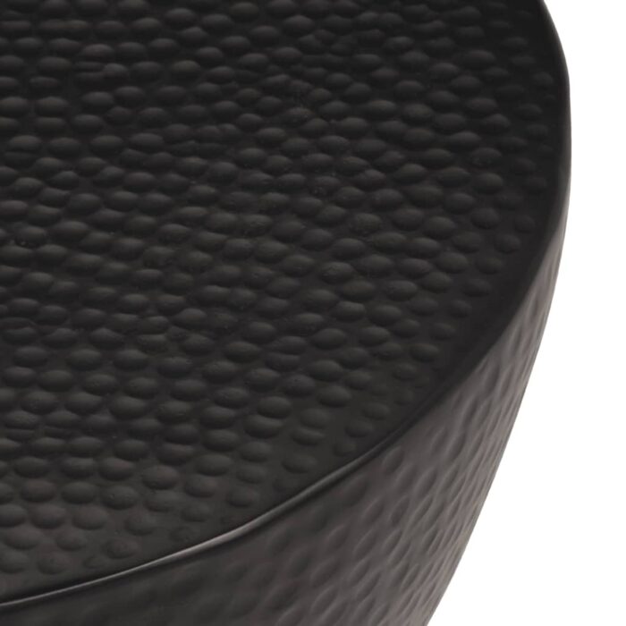 Table basse martelée en aluminium Ø 50x30 cm noir – Image 5