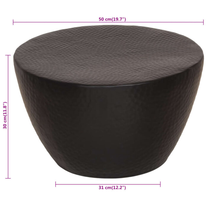 Table basse martelée en aluminium Ø 50x30 cm noir – Image 8