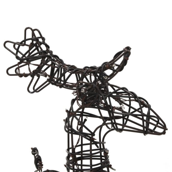 Décorations de Noël 2 pcs rennes 80 LED blanc chaud rotin – Image 4