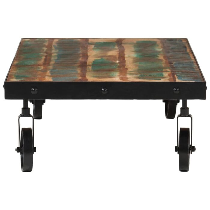 Table basse roulettes bois de récupération massif 100x55x26 cm – Image 2