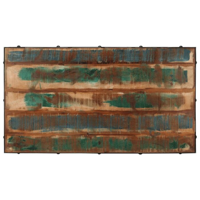 Table basse roulettes bois de récupération massif 100x55x26 cm – Image 3