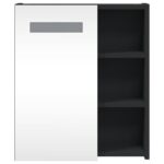 Armoire de salle de bain à miroir avec LED noir 45x13x52 cm – Image 4