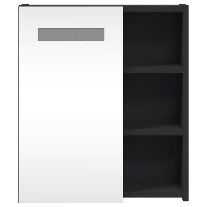 Armoire de salle de bain à miroir avec LED noir 45x13x52 cm – Image 4