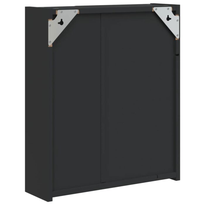Armoire de salle de bain à miroir avec LED noir 45x13x52 cm – Image 6