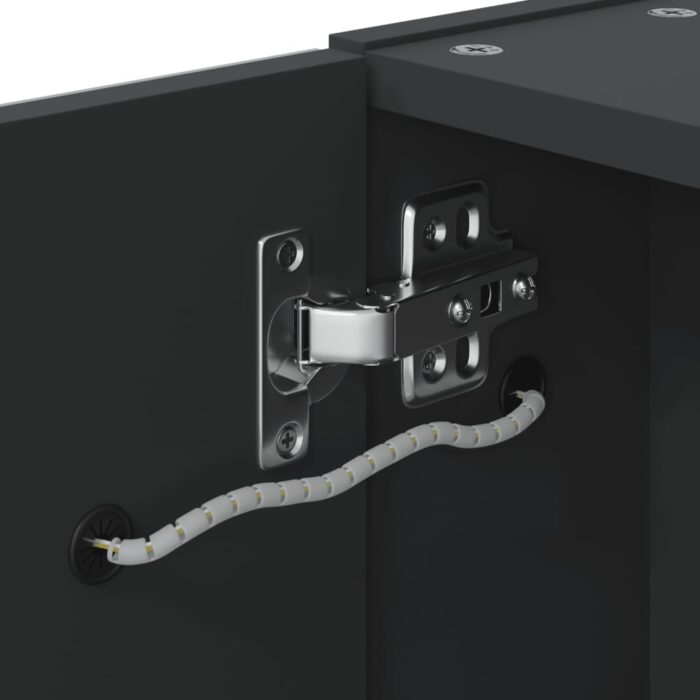 Armoire de salle de bain à miroir avec LED noir 45x13x52 cm – Image 7