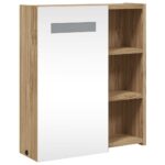 Armoire de salle de bain à miroir avec LED chêne 45x13x52 cm – Image 2