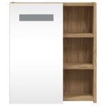 Armoire de salle de bain à miroir avec LED chêne 45x13x52 cm – Image 4