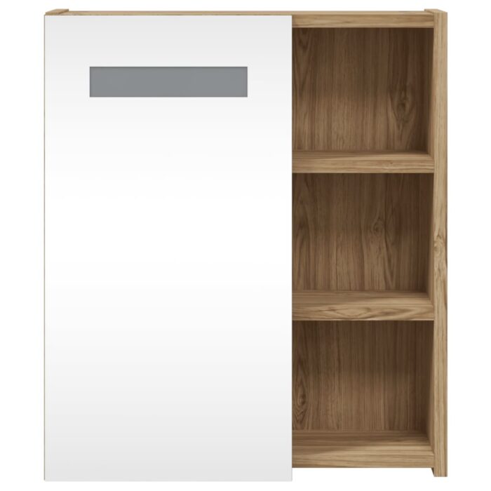 Armoire de salle de bain à miroir avec LED chêne 45x13x52 cm – Image 4