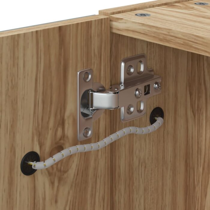 Armoire de salle de bain à miroir avec LED chêne 45x13x52 cm – Image 7