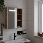 Armoire de salle de bain à miroir avec LED chêne 45x13x52 cm