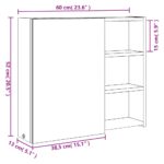 Armoire de salle de bain à miroir avec LED gris 60x13x52 cm – Image 10