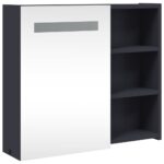 Armoire de salle de bain à miroir avec LED gris 60x13x52 cm – Image 2