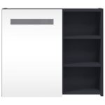 Armoire de salle de bain à miroir avec LED gris 60x13x52 cm – Image 4