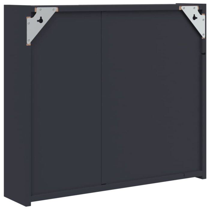 Armoire de salle de bain à miroir avec LED gris 60x13x52 cm – Image 6