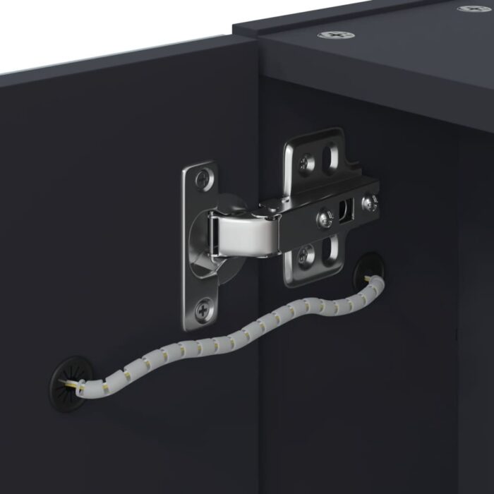 Armoire de salle de bain à miroir avec LED gris 60x13x52 cm – Image 7