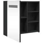 Armoire de salle de bain à miroir avec LED noir 60x13x52 cm – Image 3