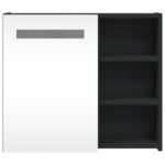 Armoire de salle de bain à miroir avec LED noir 60x13x52 cm – Image 4