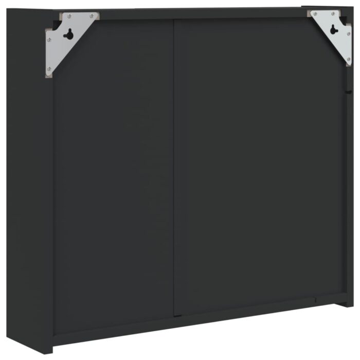 Armoire de salle de bain à miroir avec LED noir 60x13x52 cm – Image 6