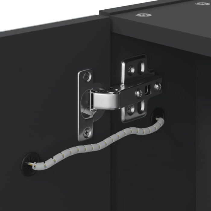 Armoire de salle de bain à miroir avec LED noir 60x13x52 cm – Image 7