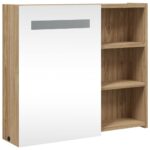Armoire de salle de bain à miroir avec LED chêne 60x13x52 cm – Image 2