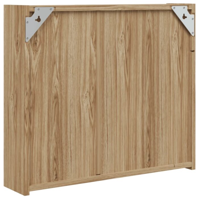 Armoire de salle de bain à miroir avec LED chêne 60x13x52 cm – Image 6