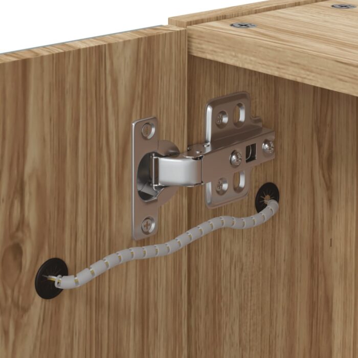 Armoire de salle de bain à miroir avec LED chêne 60x13x52 cm – Image 7