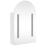 Armoire de bain à miroir avec LED arquée blanc 42x13x70 cm – Image 2