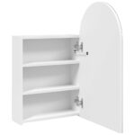 Armoire de bain à miroir avec LED arquée blanc 42x13x70 cm – Image 3