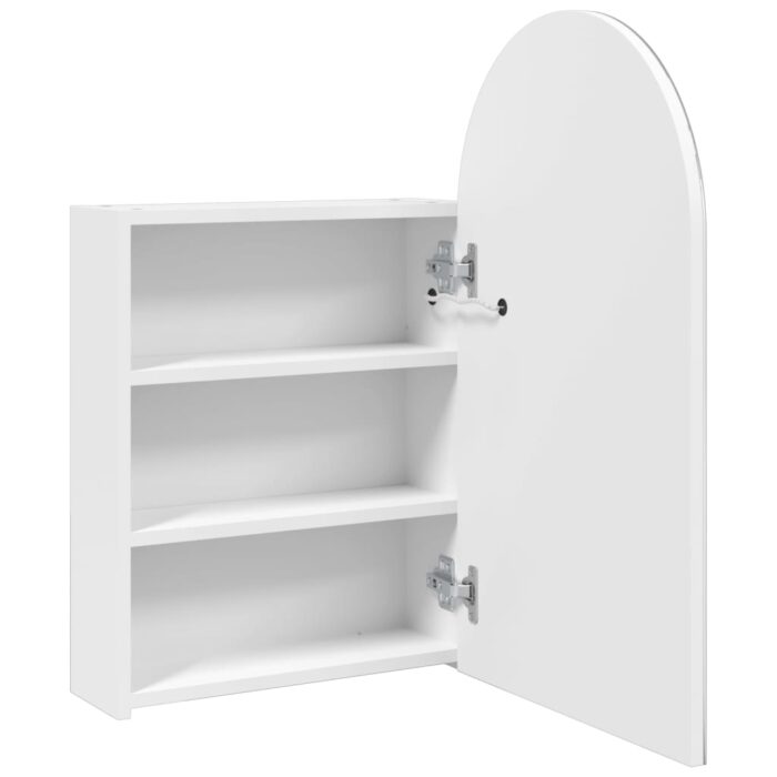 Armoire de bain à miroir avec LED arquée blanc 42x13x70 cm – Image 3