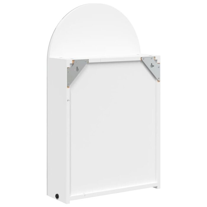 Armoire de bain à miroir avec LED arquée blanc 42x13x70 cm – Image 6