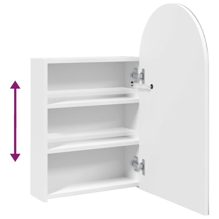 Armoire de bain à miroir avec LED arquée blanc 42x13x70 cm – Image 7