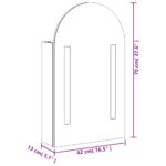 Armoire de bain à miroir avec LED arquée noir 42x13x70 cm – Image 11