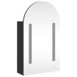 Armoire de bain à miroir avec LED arquée noir 42x13x70 cm – Image 2