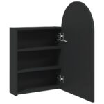 Armoire de bain à miroir avec LED arquée noir 42x13x70 cm – Image 3