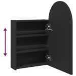 Armoire de bain à miroir avec LED arquée noir 42x13x70 cm – Image 7