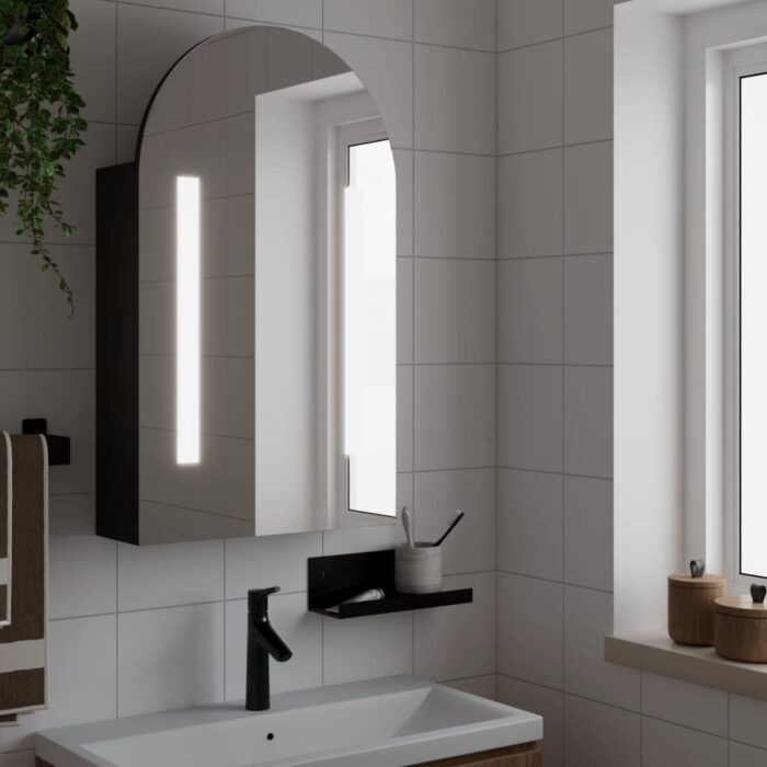 VXL8721012107106_m_en_hd_1.jpg Armoire de bain à miroir avec LED arquée noir 42x13x70 cm – Image 1