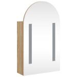 Armoire de bain à miroir avec LED arquée chêne 42x13x70 cm – Image 2